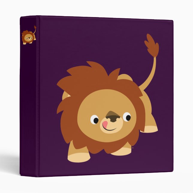 Cute Sprightly Cartoon Lion Avery Binder (Front/Spine)