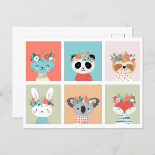 Cute Spring Animals Postcard
