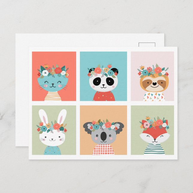 Cute Spring Animals Postcard (Front/Back)