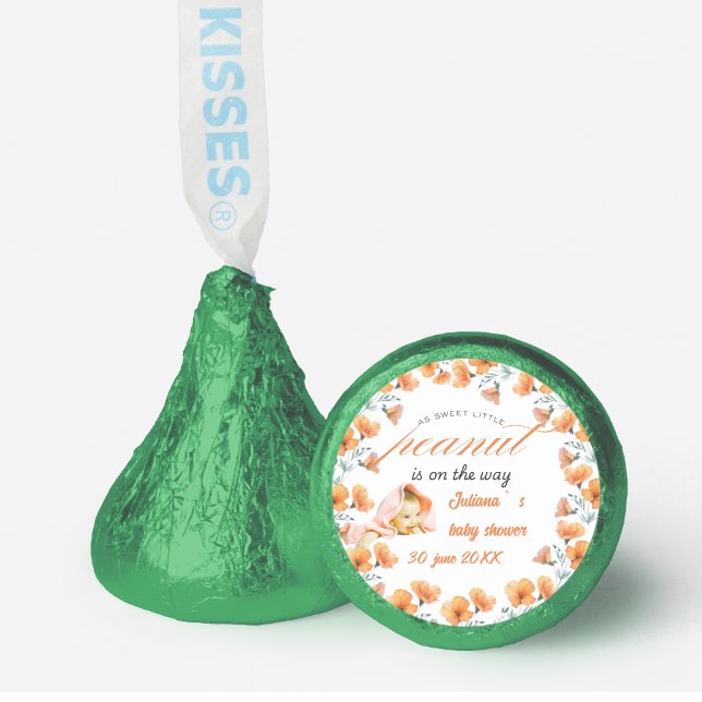 cute spring baby shower Hershey's kis Candy Favors (cute wild flower orange baby shower favor hershey`s kisses)
