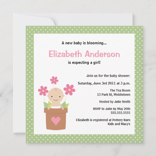 Cute Spring Baby Shower Invitation - Girl