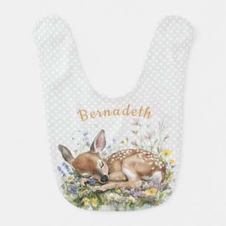 Cute Spring Baby Sleeping Doe Baby Bib