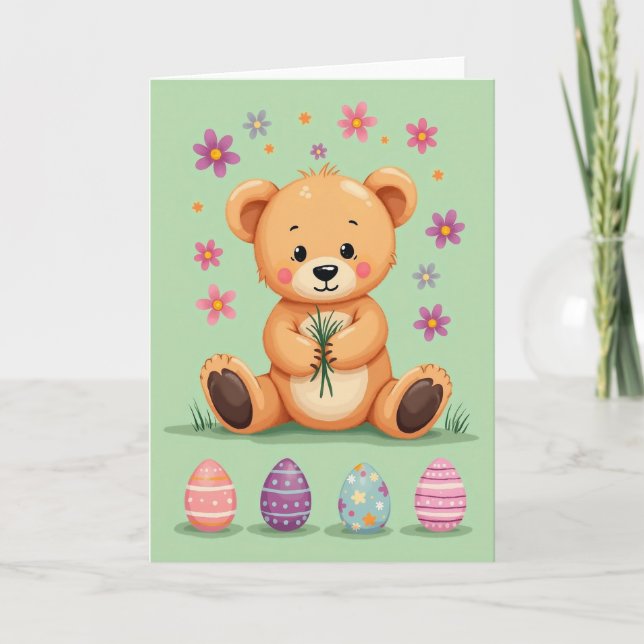 Cute Spring Bear Friend Card (Front)