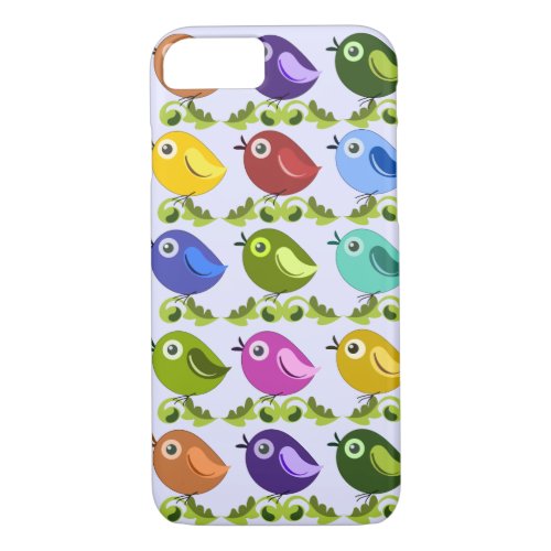 Cute Spring Birds  retro leaves iPhone 87 Case