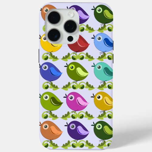 Cute Spring Birds  retro leaves iPhone 15 Pro Max Case