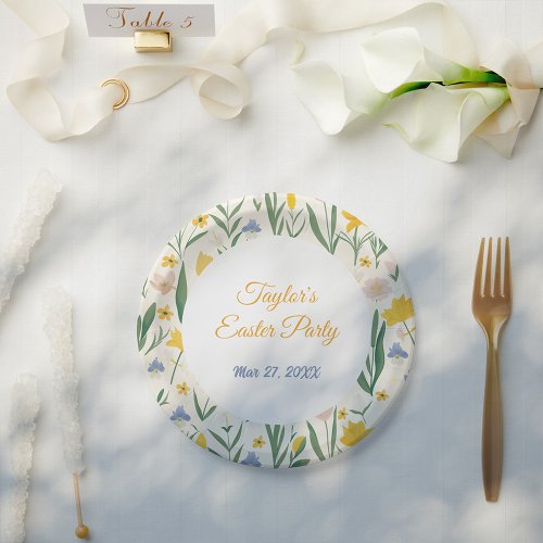 Cute Spring Blooms Blissful Easter Holiday Paper Plates