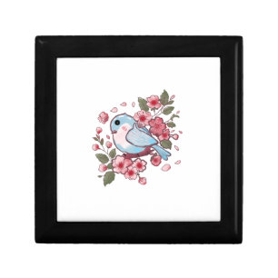 Cute Spring Bluebird & Cherry Blossom Watercolor A Gift Box
