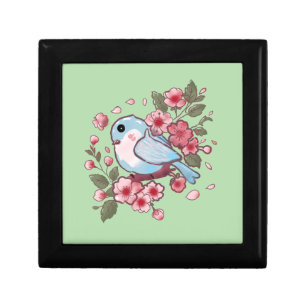 Cute Spring Bluebird & Cherry Blossom Watercolor A Gift Box