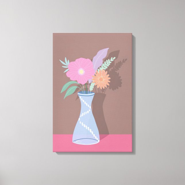 Cute Spring Bouquet of Modern Florals Canvas Print (Front)