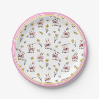 Cute Spring Bunnies Paper Plates