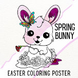 Cute Spring Bunny Easter Coloring Activity Poster