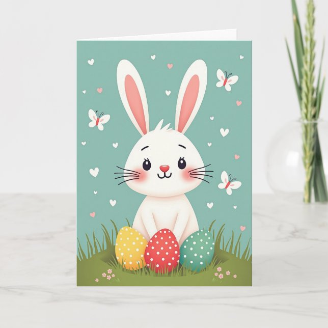 Cute Spring Bunny Friend Card (Front)