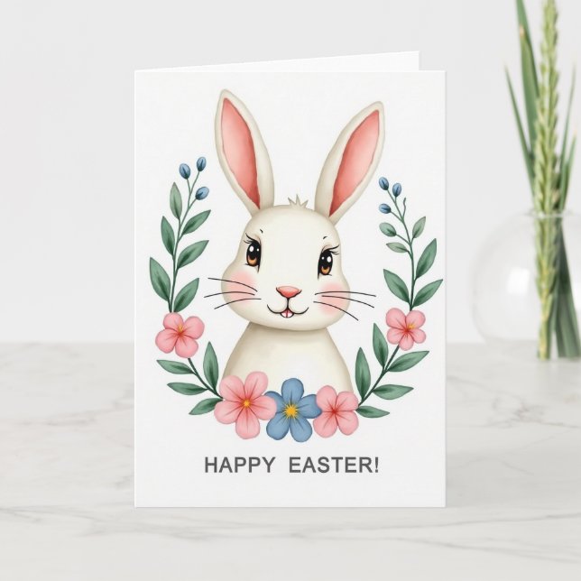 Cute Spring Bunny Greeting Card (Front)