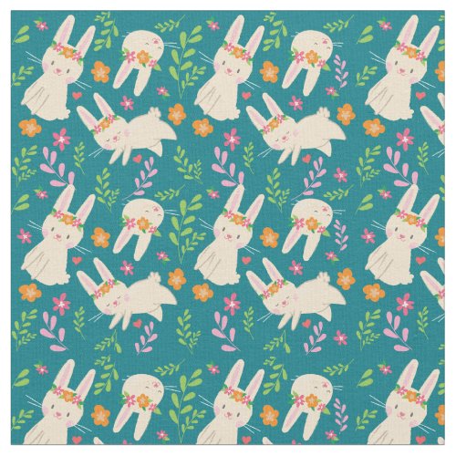Cute Spring Bunny Repeat Pattern Fabric