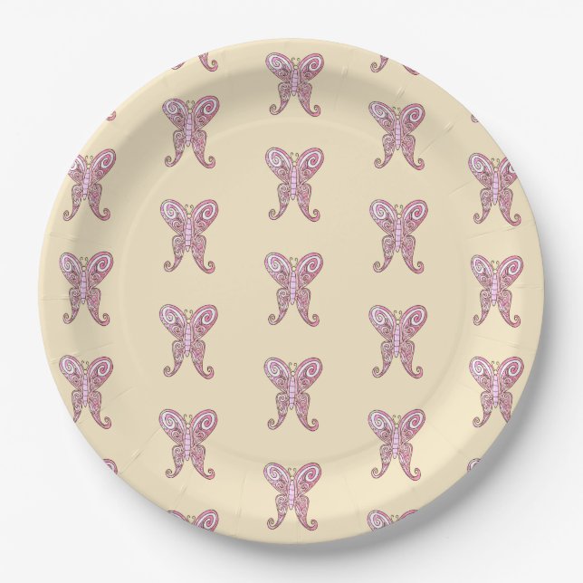 Cute Spring Butterfly  Paper Plates (Front)
