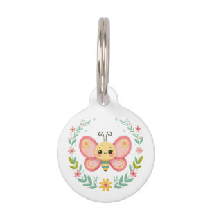 Cute, spring/butterfly pet ID tag