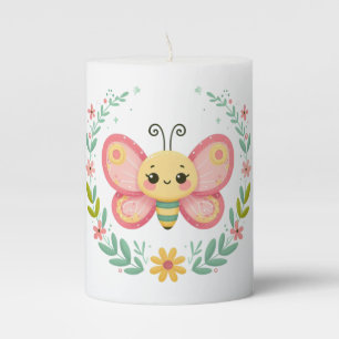 Cute, spring/butterfly pillar candle