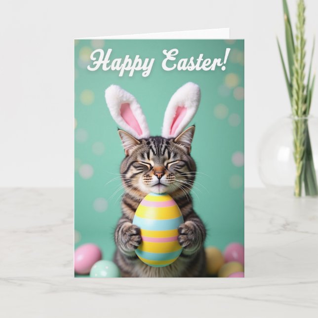 Cute Spring Cat Holiday Card (Front)