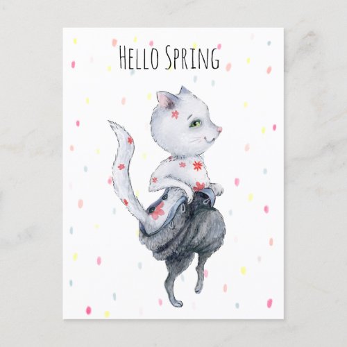 Cute Spring Cat Holiday Postcard
