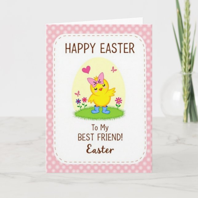 Cute Spring Chick Friend Card (Front)