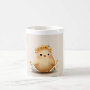 Cute Spring Chick Mug Daisy Flower Bird