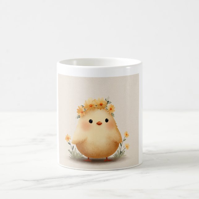 Cute Spring Chick Mug | Daisy Flower Bird (Center)