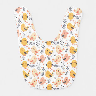 Cute Spring Chicks and Floral Pattern Baby Bib