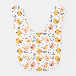 Cute Spring Chicks and Floral Pattern Baby Bib