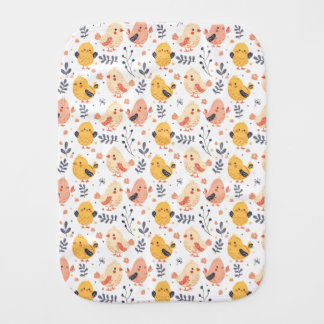 Cute Spring Chicks and Floral Pattern Baby Burp Cloth