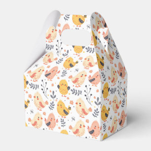 Cute Spring Chicks and Floral Pattern Favor Boxes