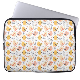 Cute Spring Chicks and Floral Pattern Laptop Sleeve