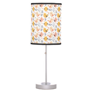 Cute Spring Chicks and Floral Pattern Table Lamp