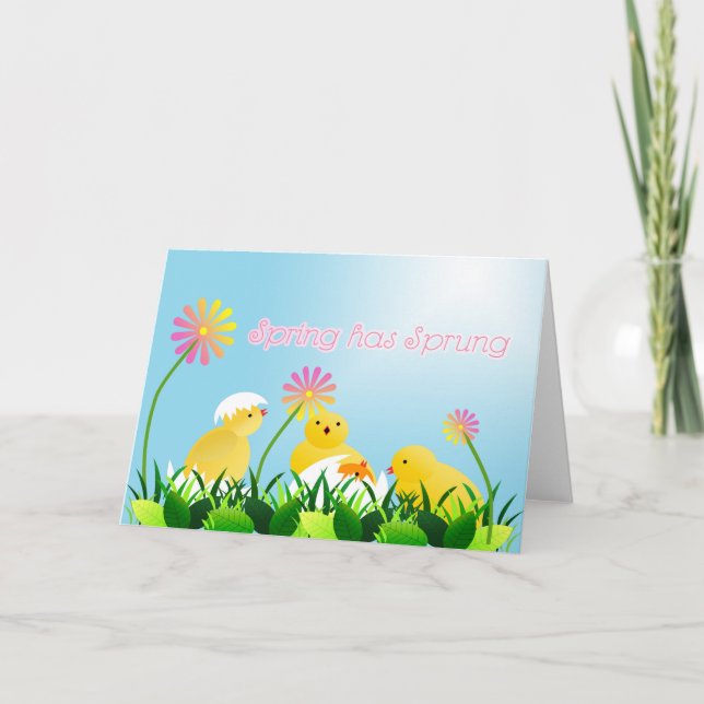Cute Spring Chicks Holiday Card (Front)