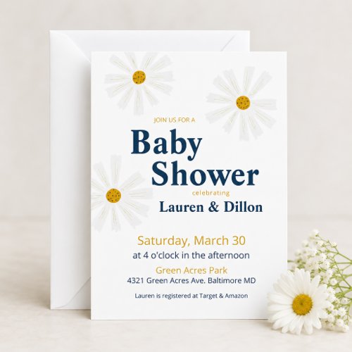 Cute Spring Daisy Baby Shower Invitation