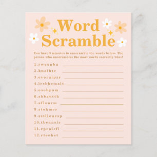 Cute Spring Daisy Baby Shower Word Scramble Game