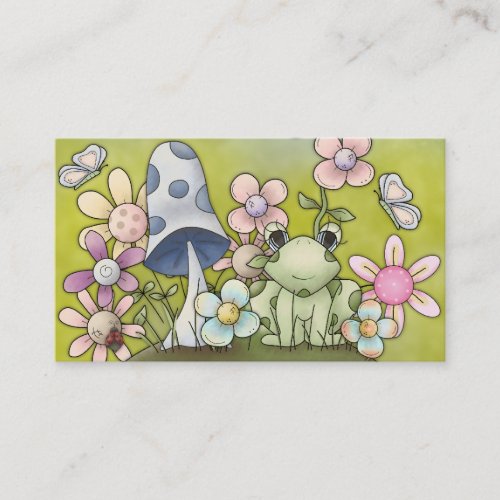 Cute spring design with animals and flowers business cards