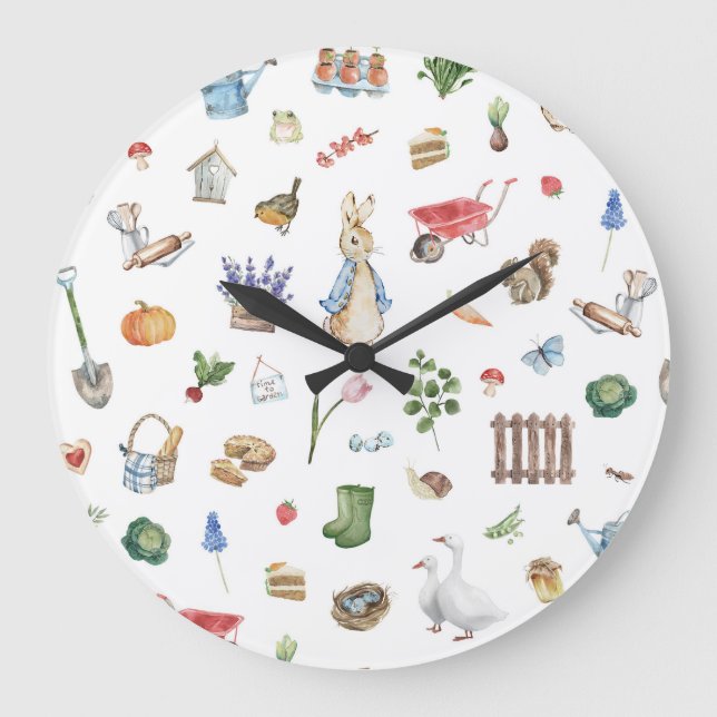 Cute Spring Easter Bunny Clock (Front)
