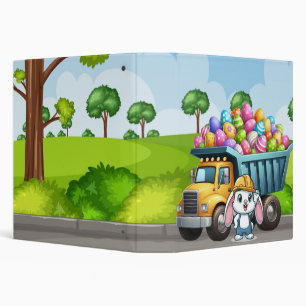 Cute spring/Easter bunny dump truck 3 Ring Binder