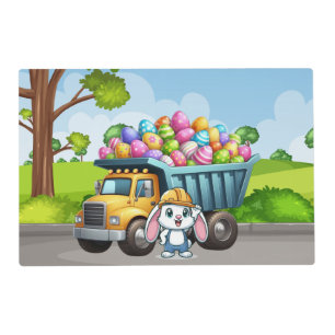 Cute spring/Easter bunny dump truck Placemat