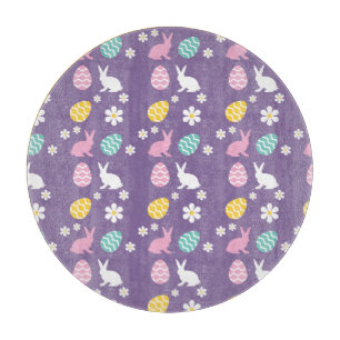 Cute Spring Easter Bunny Floral Pattern Egg Hunt  Cutting Board