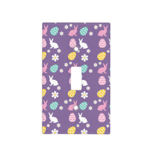 Cute Spring Easter Bunny Floral Pattern Egg Hunt Light Switch Cover