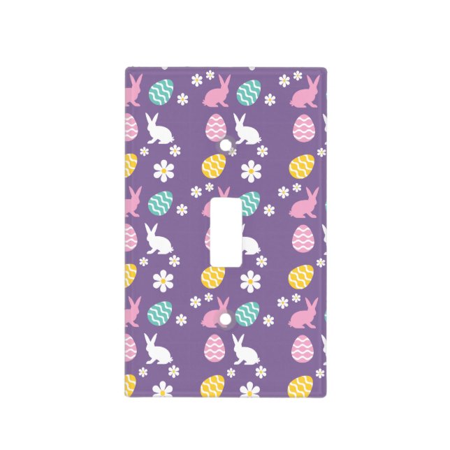 Cute Spring Easter Bunny Floral Pattern Egg Hunt  Light Switch Cover (Front)