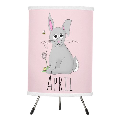 Cute Spring Easter Bunny Rabbit and Name Kids Tripod Lamp