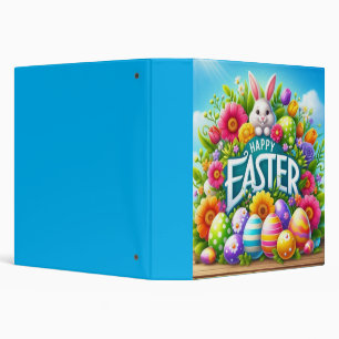 Cute spring/Easter bunny with egg 3 Ring Binder