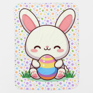 Cute spring/Easter bunny with egg Baby Blanket