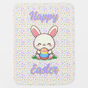 Cute spring/Easter bunny with egg Baby Blanket