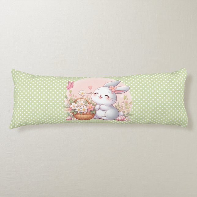 Cute spring/Easter bunny with egg Body Pillow (Front)