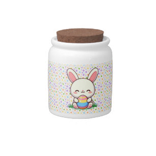 Cute spring/Easter bunny with egg Candy Jar