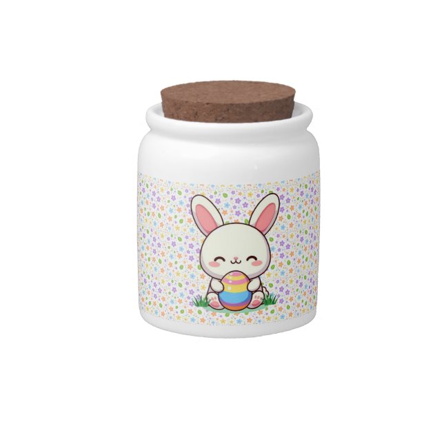 Cute spring/Easter bunny with egg Candy Jar (Front)