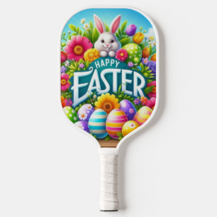 Cute spring/Easter bunny with egg Carbon Fiber Pickleball Paddle
